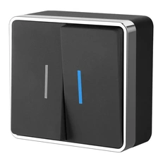 Изображение Выключатель двухклавишный с подсветкой Gallant (черный/хром) W5020135