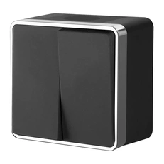 Изображение Выключатель двухклавишный влагозащищенный Gallant (черный/хром) W5020235