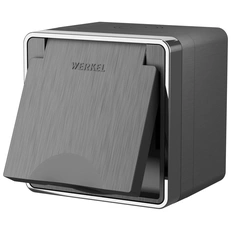 Изображение Розетка влагозащищенная IP44 с заземлением крышкой и шторками Gallant (графит рифленый) W5071204