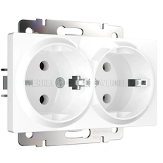 Изображение Розетка двойная с заземлением (белая глянцевая) W1172001